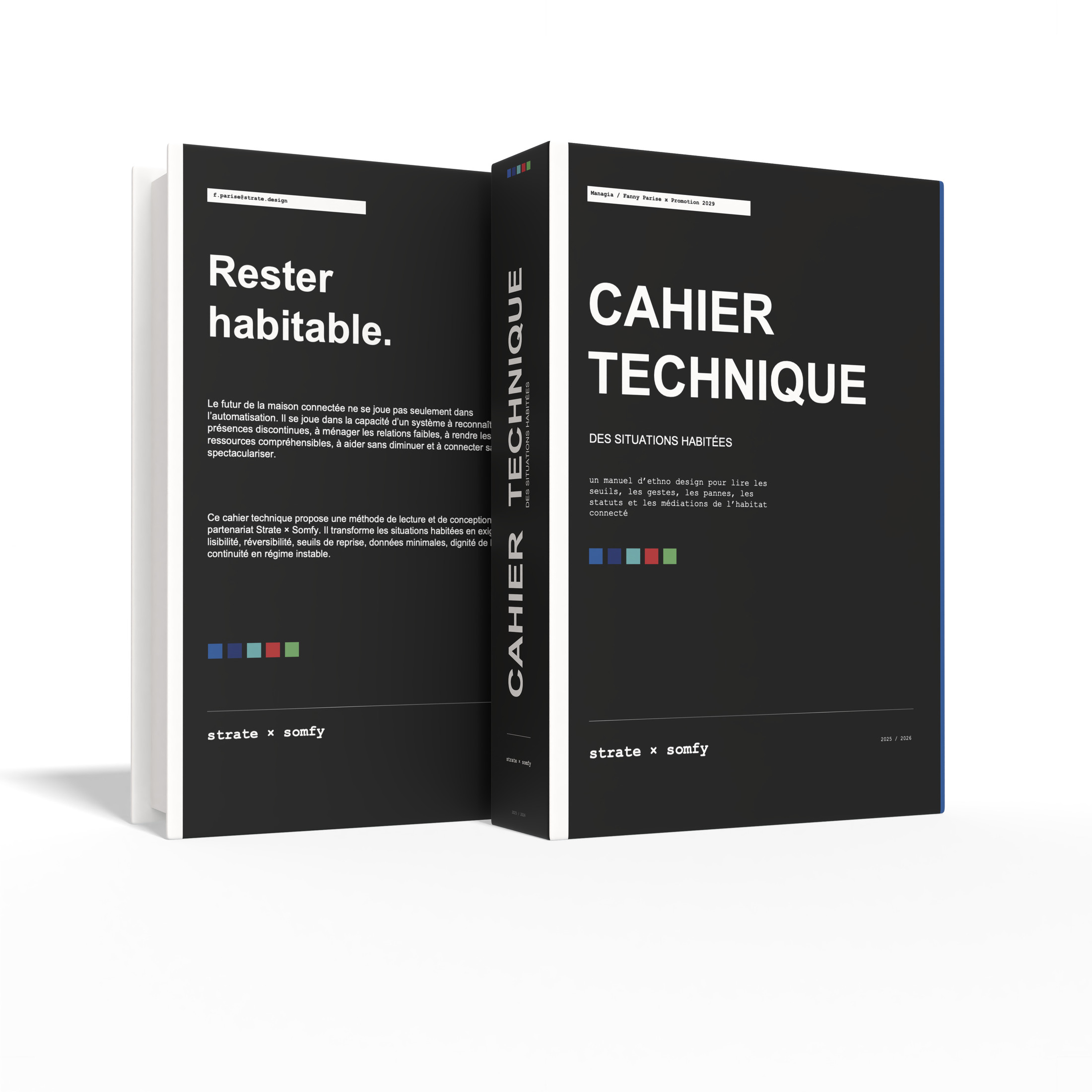 Mock-up du Cahier technique des situations habitées, conçu avec Strate École de design Lyon et Somfy