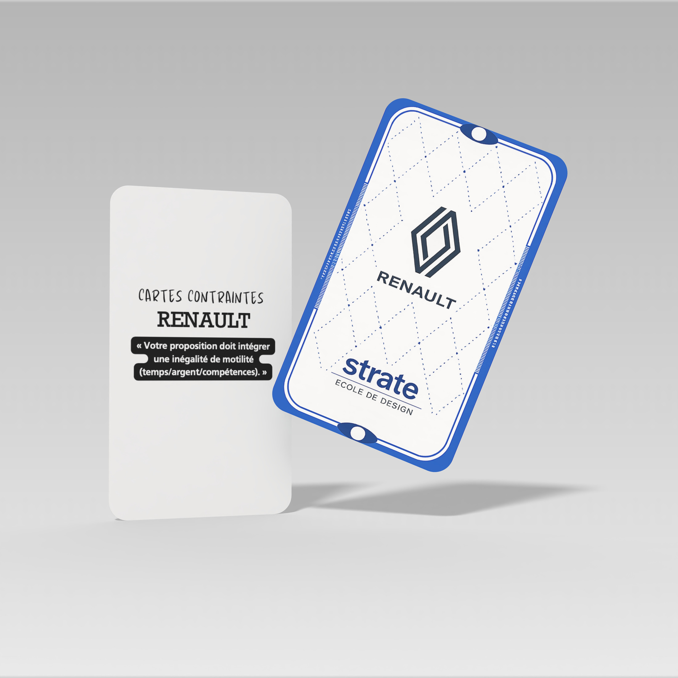 Mockup des Cartes contraintes Renault conçues avec Strate École de design Lyon